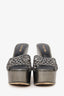 Sergio Rossi Grey Metallic Crystal Embellished Wedges Size 38