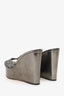 Sergio Rossi Grey Metallic Crystal Embellished Wedges Size 38