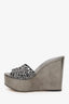 Sergio Rossi Grey Metallic Crystal Embellished Wedges Size 38
