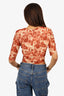Ganni Brown/Cream Floral Print Cropped Top Size 38