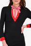 Gucci Black/Red/Pink Bow Detailed Long Sleeves Dress Size XXS (Altered)