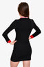 Gucci Black/Red/Pink Bow Detailed Long Sleeves Dress Size XXS (Altered)