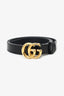 Gucci Black Leather GG Marmont Thin Belt Size 75/30