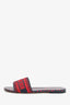 Christian Dior Navy/Red Canvas Pop Heart I Love Paris Embroidered Dway Flat Slide Sandals Size 38