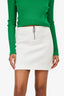 Bottega White/Green Stitch Zip Mini Skirt Size 2
