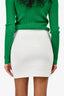 Bottega White/Green Stitch Zip Mini Skirt Size 2