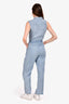Pinko Blue Floral Emobroidered Sleeveless Belted Jumpsuit Size 2