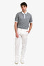 Canali White Cotton Slim Fit Trousers Size 50 Mens