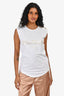 Balmain White Cotton Logo Sleeveless Top w/ Gold Buttons Size 36