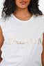 Balmain White Cotton Logo Sleeveless Top w/ Gold Buttons Size 36