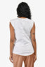 Balmain White Cotton Logo Sleeveless Top w/ Gold Buttons Size 36