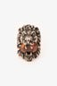 Gucci Silver Tone Crystal Lion Head Ring