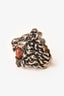 Gucci Silver Tone Crystal Lion Head Ring