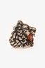 Gucci Silver Tone Crystal Lion Head Ring
