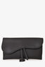 Christian Dior 2021 Black Ultramatte Leather Small Saddle Pouch with Chain