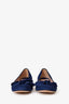 Miu Miu Navy Suede Leather Bow Embellished Flats Size 37