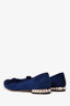 Miu Miu Navy Suede Leather Bow Embellished Flats Size 37