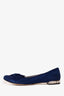 Miu Miu Navy Suede Leather Bow Embellished Flats Size 37