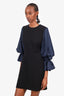 Roksana Black/Navy Ruffle Sleeve Dress Size 8