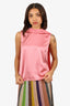 Roksanda Pink Silk Mock Neck Tie Detail Sleeveless Top Size 10