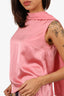Roksanda Pink Silk Mock Neck Tie Detail Sleeveless Top Size 10