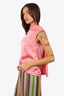 Roksanda Pink Silk Mock Neck Tie Detail Sleeveless Top Size 10
