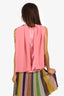 Roksanda Pink Silk Mock Neck Tie Detail Sleeveless Top Size 10
