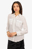 Equipment White/Black Polka Dot Button Down Front Pocket Blouse Size XS