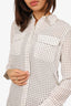 Equipment White/Black Polka Dot Button Down Front Pocket Blouse Size XS