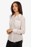 Equipment White/Black Polka Dot Button Down Front Pocket Blouse Size XS