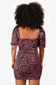 For Love & Lemons Black/Pink Floral Ruched Mini Bustier Dress Size L