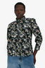 Ba&sh Navy Blue/Cream Floral Ruffle Button-Up Blouse Size L