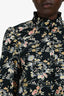 Ba&sh Navy Blue/Cream Floral Ruffle Button-Up Blouse Size L