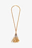 Celine Gold Tone Long Lariat Pendant Necklace