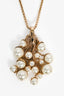 Christian Dior Gold Toned Faux Pearl Lariat Necklace (As Is)