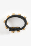 Saint Laurent Black Leather Gold Studded Cuff Bracelet