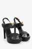 Louis Vuitton Black Leather White Contrast Stitch Heels Size 38