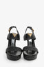Louis Vuitton Black Leather White Contrast Stitch Heels Size 38