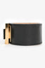 Balenciaga Black Leather Gold/Silver Toned Cuff Bracelet