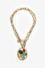 Oscara de la Renta Gold Toned Multicoloured Jewel Pendant Necklace