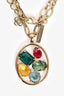 Oscara de la Renta Gold Toned Multicoloured Jewel Pendant Necklace