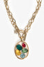 Oscara de la Renta Gold Toned Multicoloured Jewel Pendant Necklace