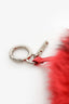 Fendi Red/Black 'A' Fur Ball Key Chain