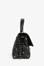 Valentino Black Leather Rockstud Flap Top Handle w/ Strap