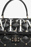 Valentino Black Leather Rockstud Flap Top Handle w/ Strap