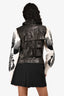 Diane Von Furstenberg Black Leather Ruffled Zip Vest Size S
