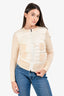 Moncler Cream Thin Puff Knit Sweater Jacket Size XS