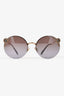Miu Miu Gold Tone Metal Crystal Embellished Round Sunglasses