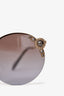 Miu Miu Gold Tone Metal Crystal Embellished Round Sunglasses