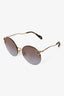 Miu Miu Gold Tone Metal Crystal Embellished Round Sunglasses